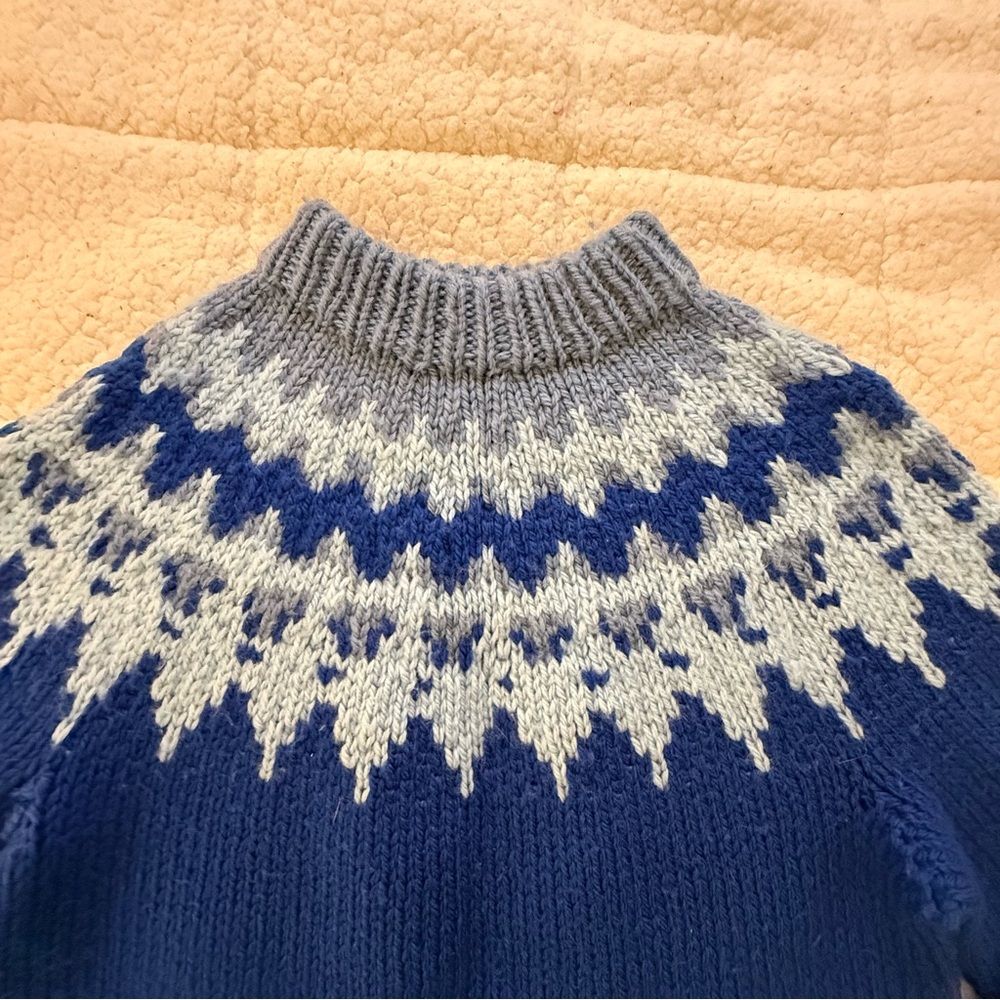 Cozy Blue and Gray Women's Sweater - Picture 2 of 5